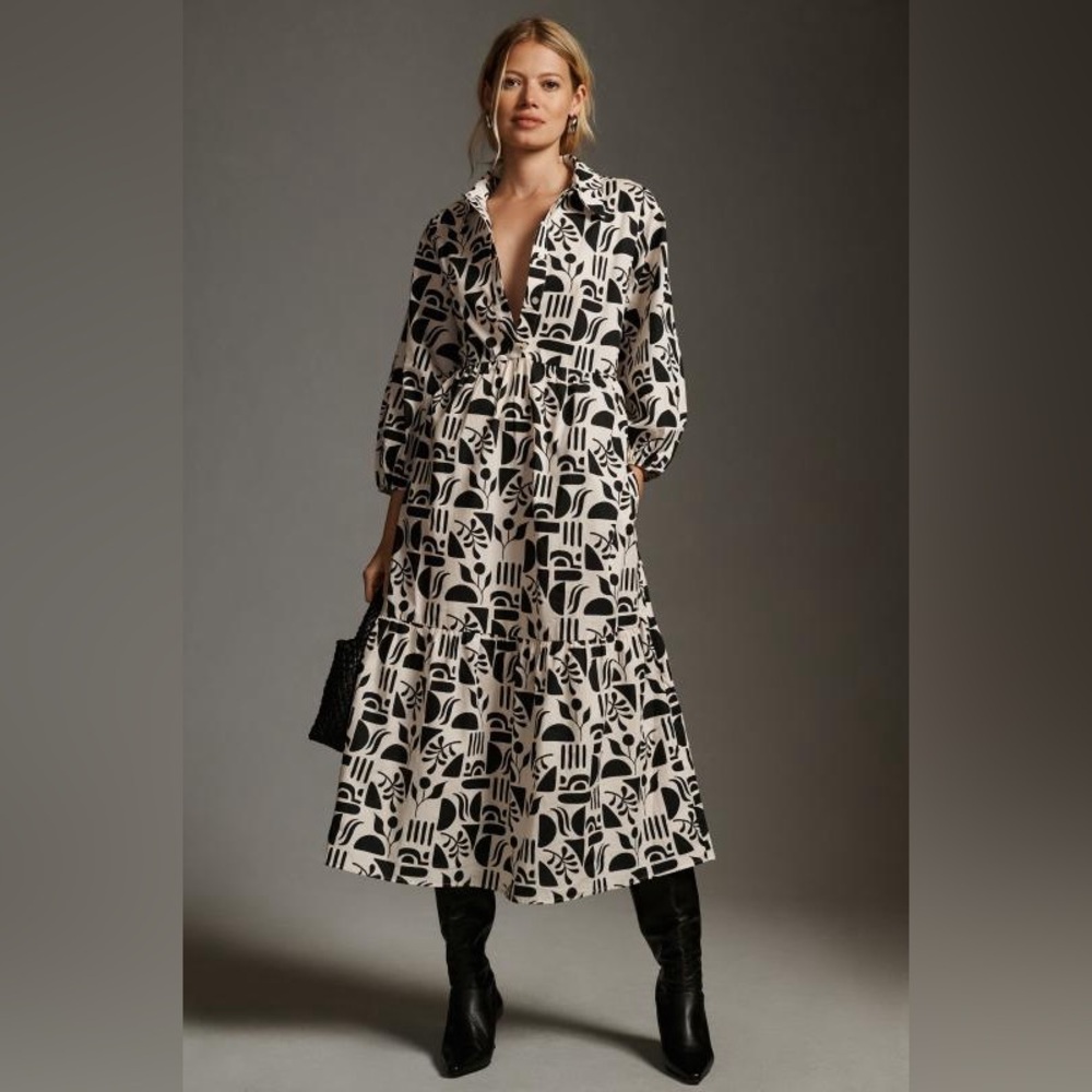 Anthropologie Maeve Bettina Dress - Black Motif